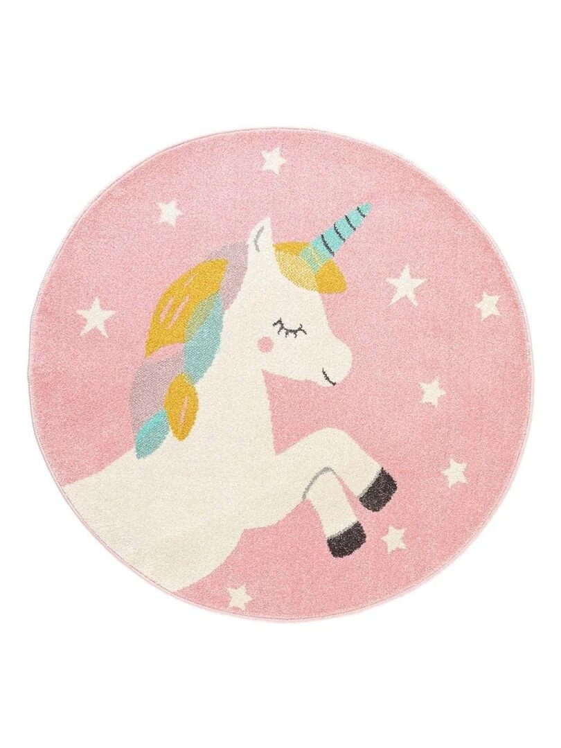 Tapis rond 100 cm frise Etoiline Rose