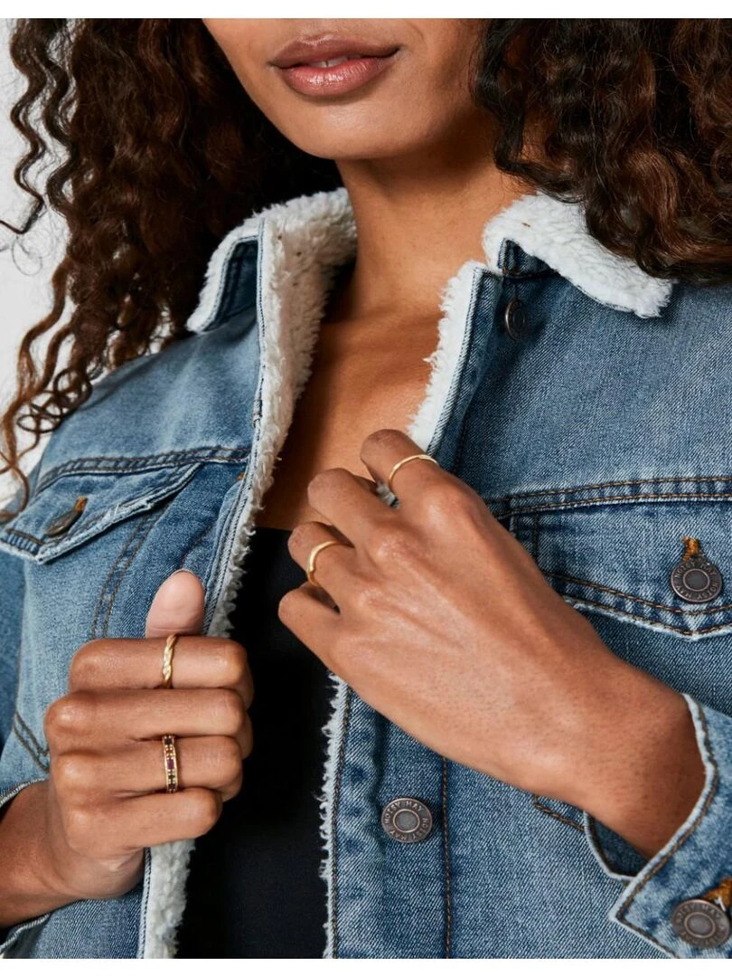 Veste sherpa en denim Noisy May   Bleu