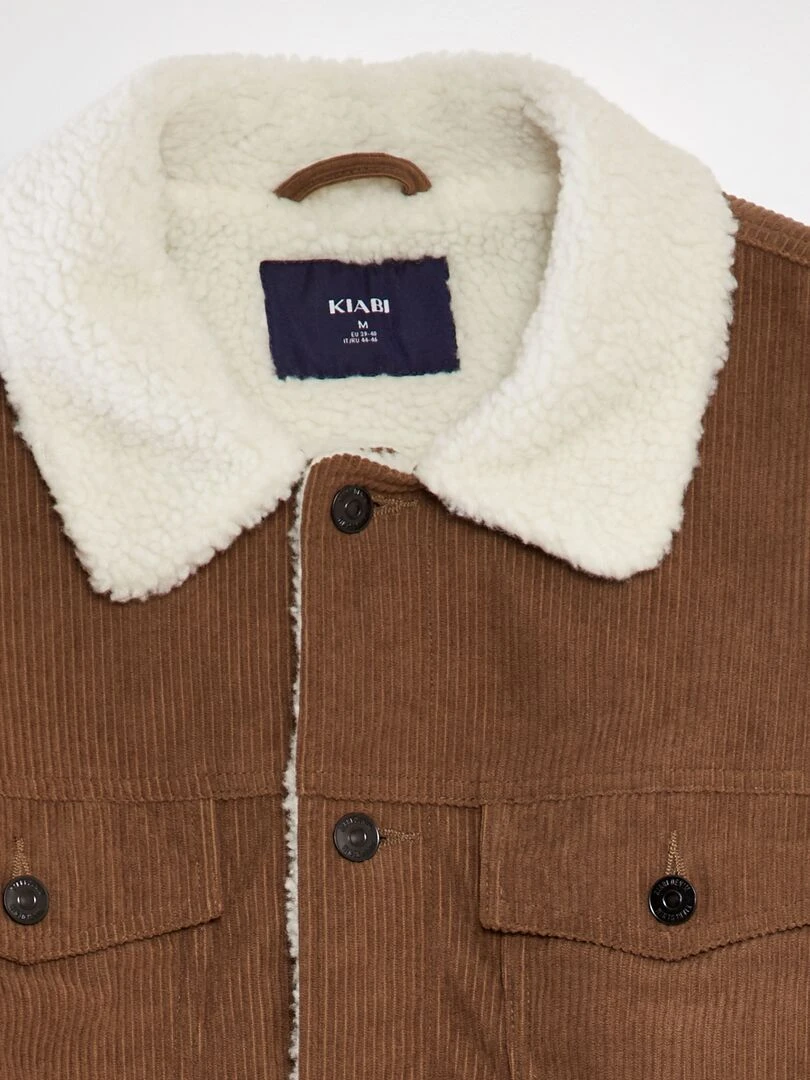 Veste en velours avec col sherpa   Marron