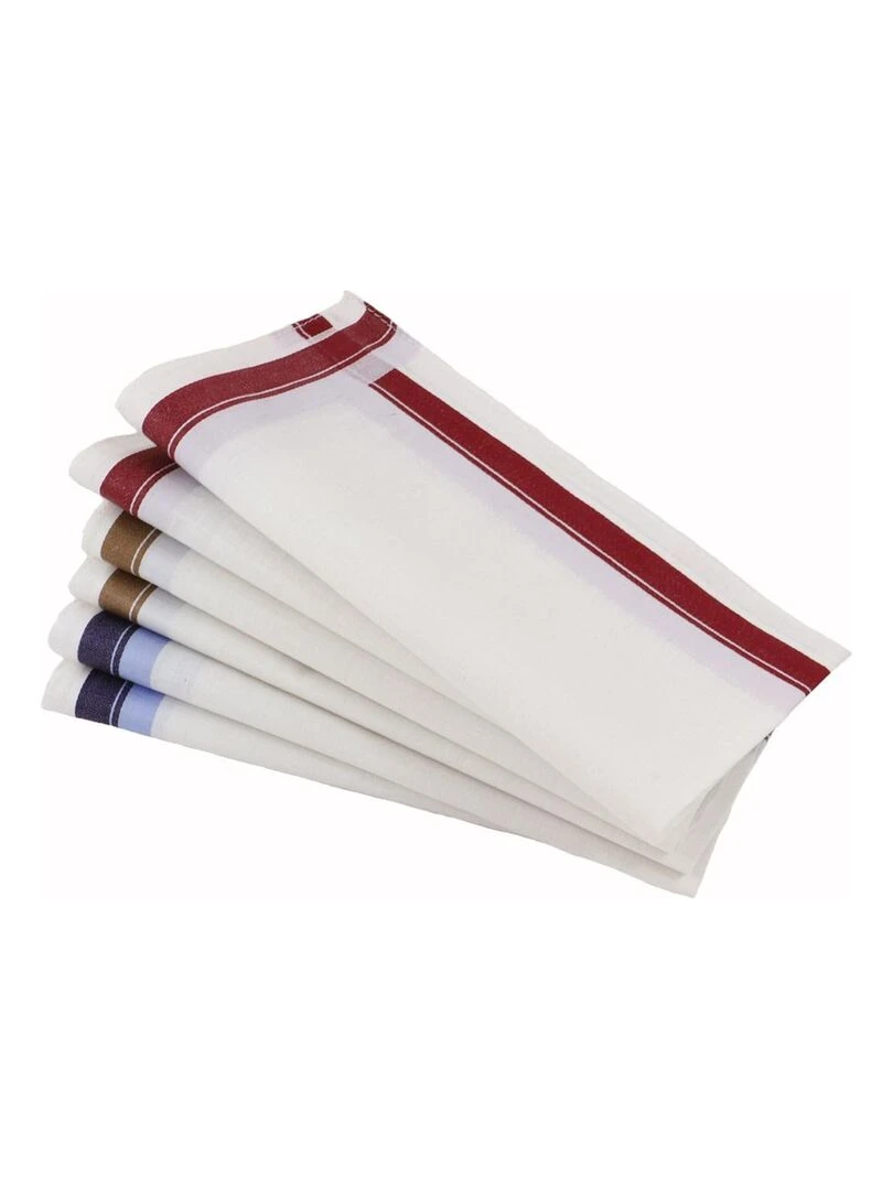 Lot de 6 mouchoirs tissu coton 57 fils QUENTIN Multicolore