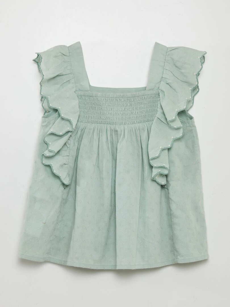 Blouse à volants avec broderies   Vert