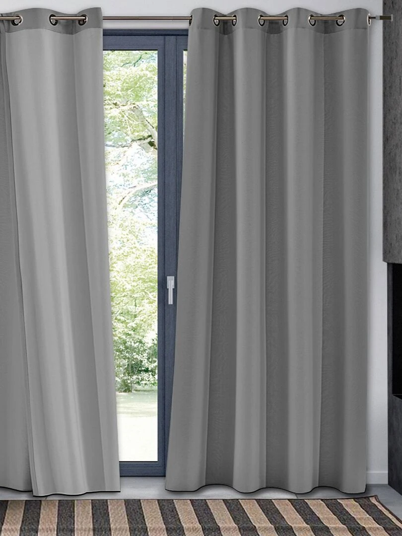 Rideau thermique doublé en flanelle Argent
