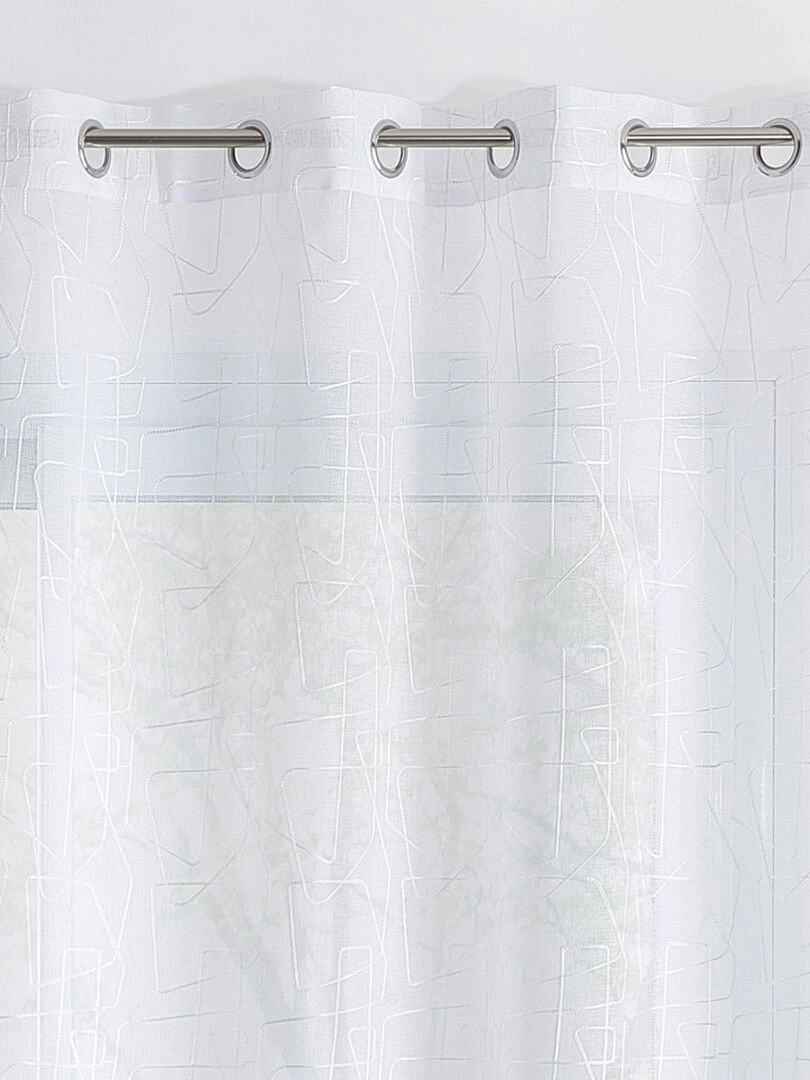 Voilage brodé au style graphique   Blanc