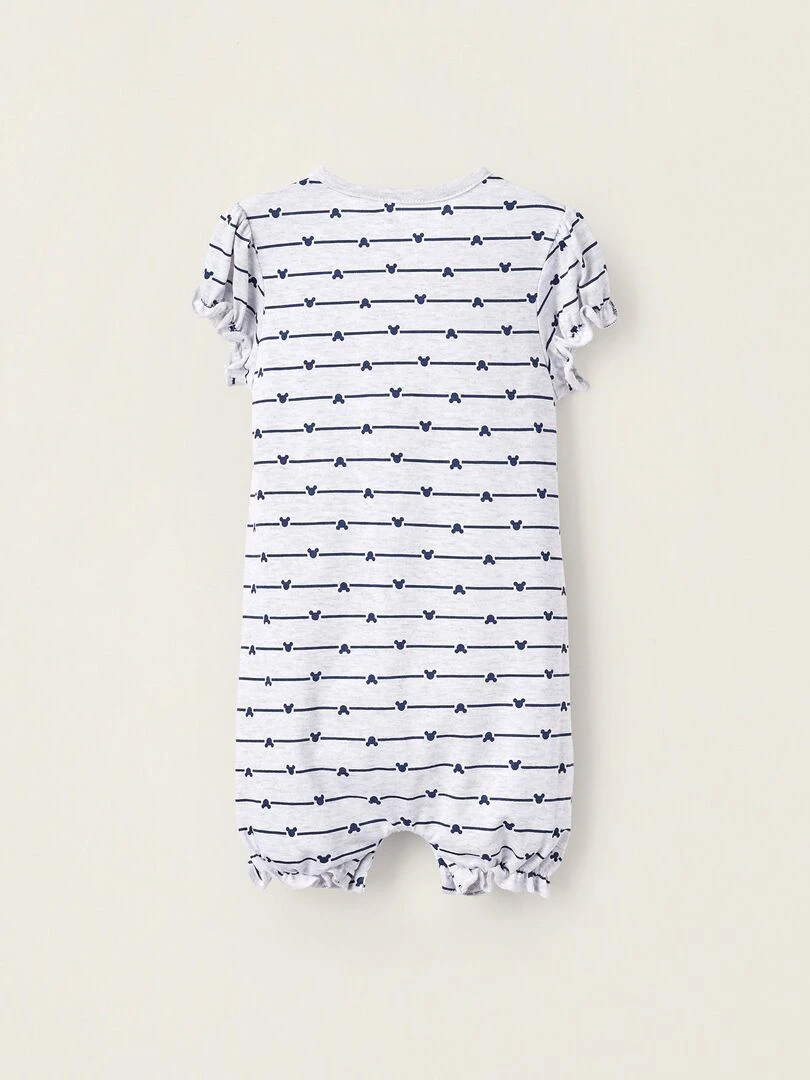 Pyjama Combi Short en Coton pour Bébé Fille 'Minnie' Gris clair
