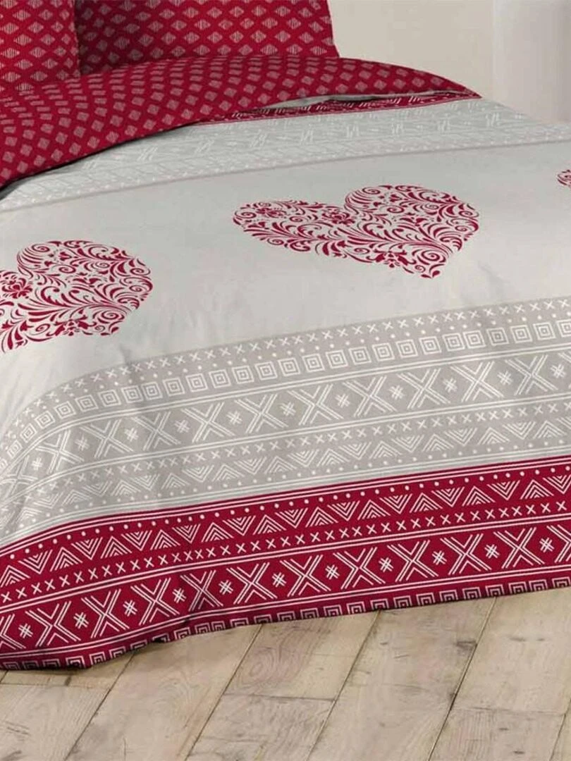 Housse de couette  + taie(s) Montagne microfibre flanelle   Rouge