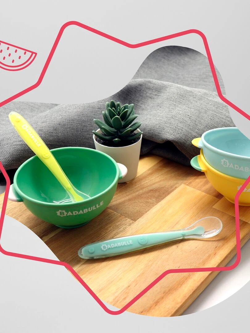 Lot de 2 cuillères en silicone 'Badabulle'   bleu/jaune