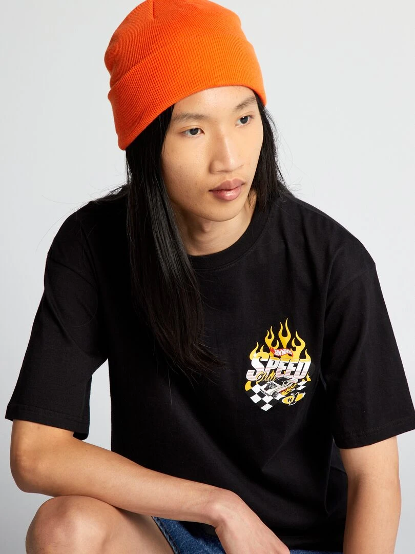 T shirt imprimé 'Hot Wheels' noir