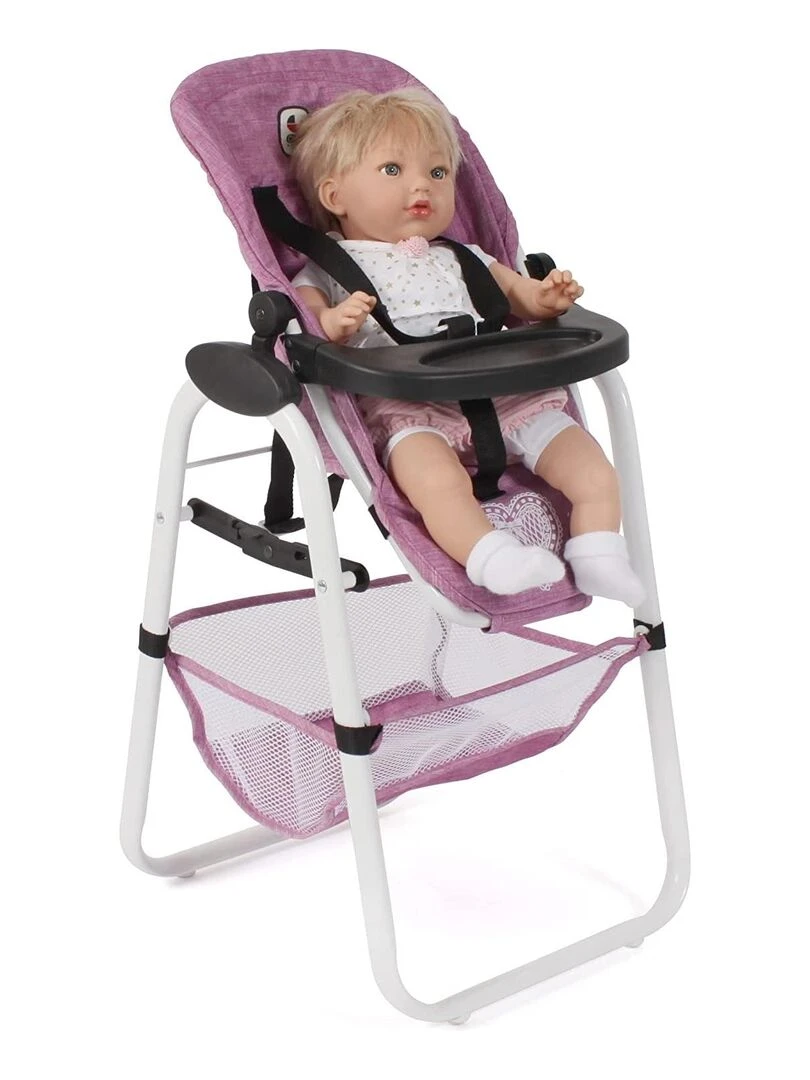 Chaise haute pour poupées jean rose   N/A