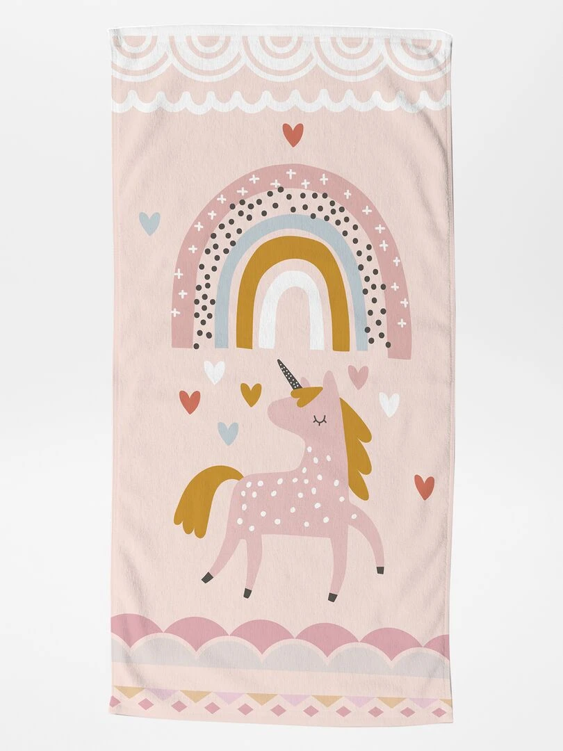 Drap de plage 'Licorne' Rose