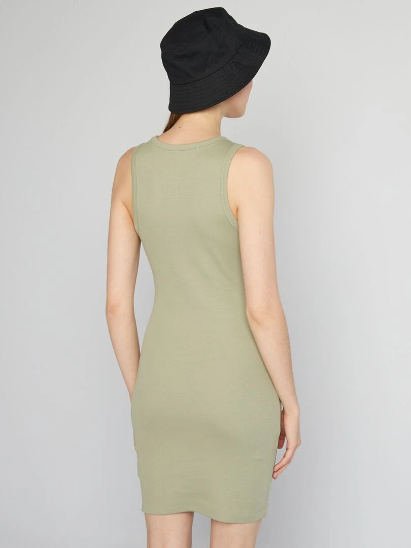 Robe courtes moulante côtelé   Vert