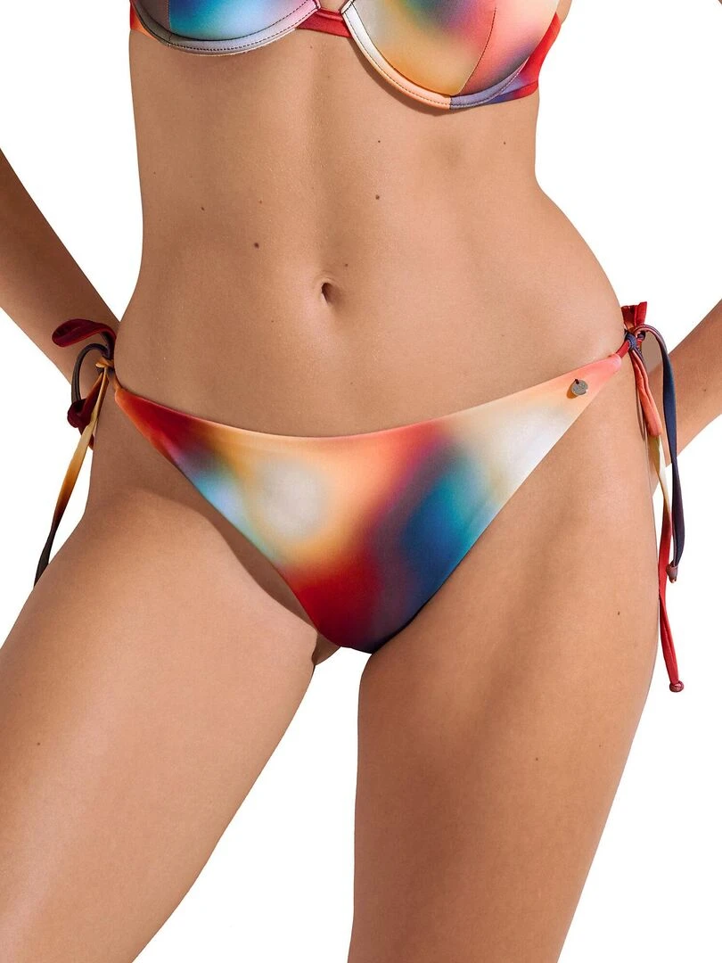 Bas maillot slip de bain taille basse à nouettes Olympia Multicolore
