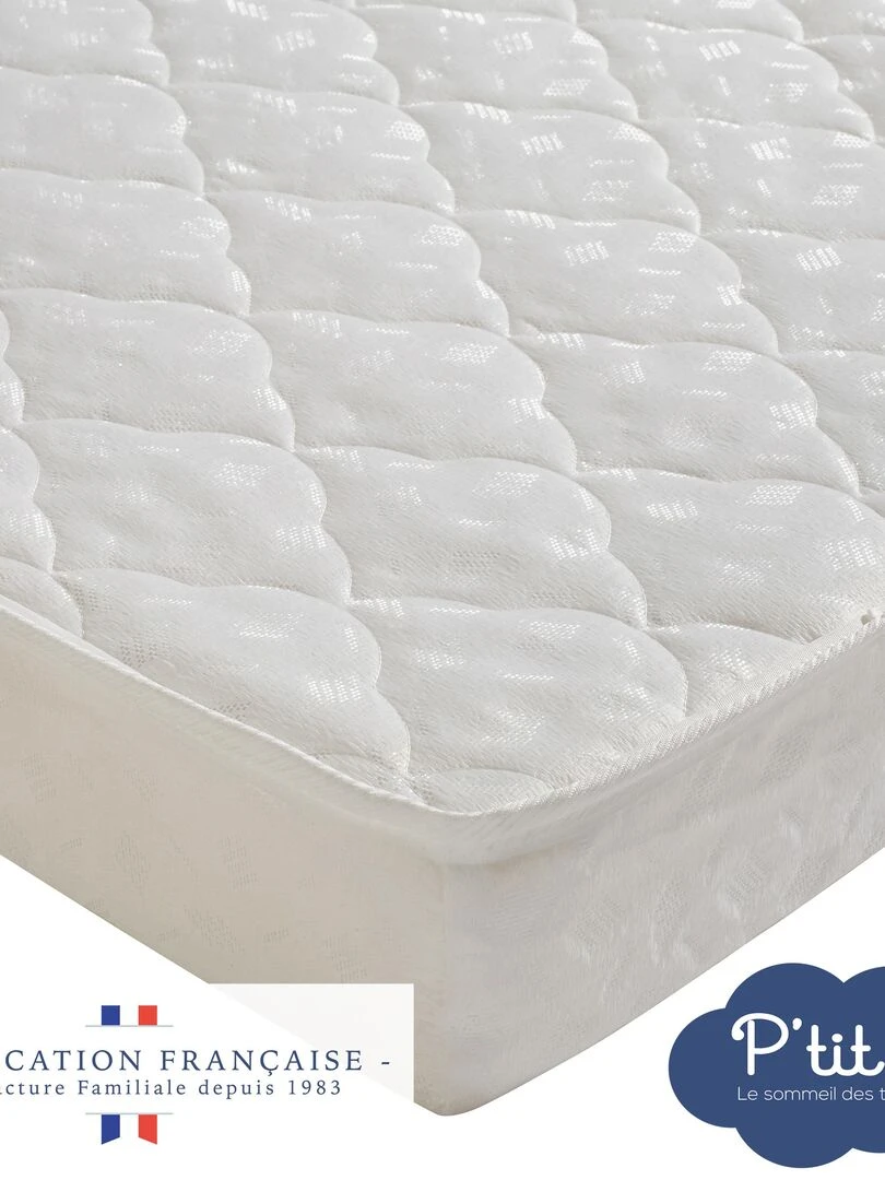 Matelas Bébé Indispensable   70x140 cm   1 face Été/1 face Hiver   Blanc