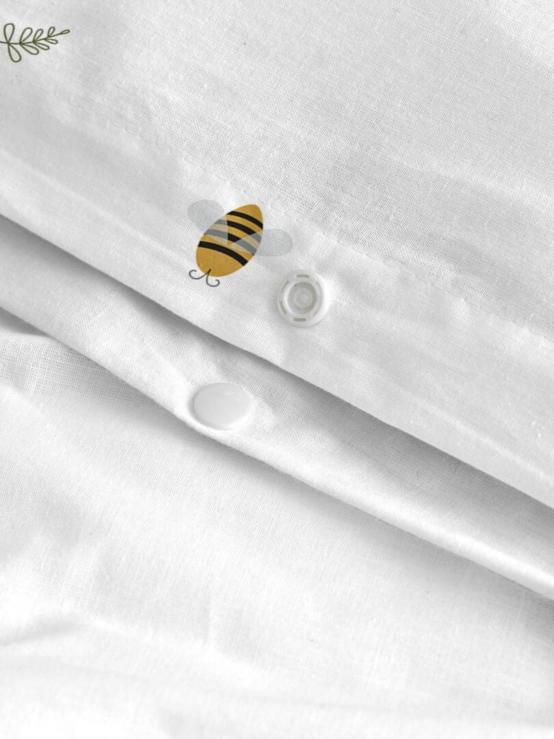Parure housse de couette 2 pièces Honey "Happyfriday"   Blanc