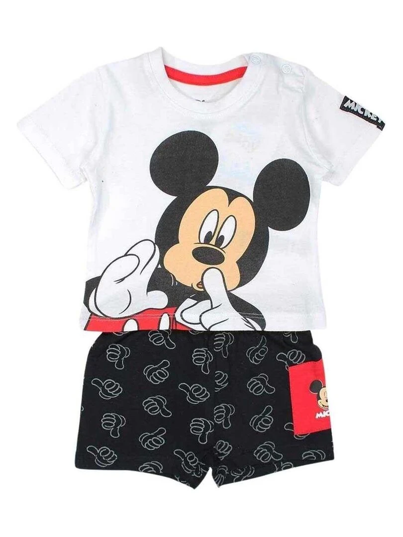 Disney Ensemble T shirt short bébé garçon Imprimé Mickey Noir