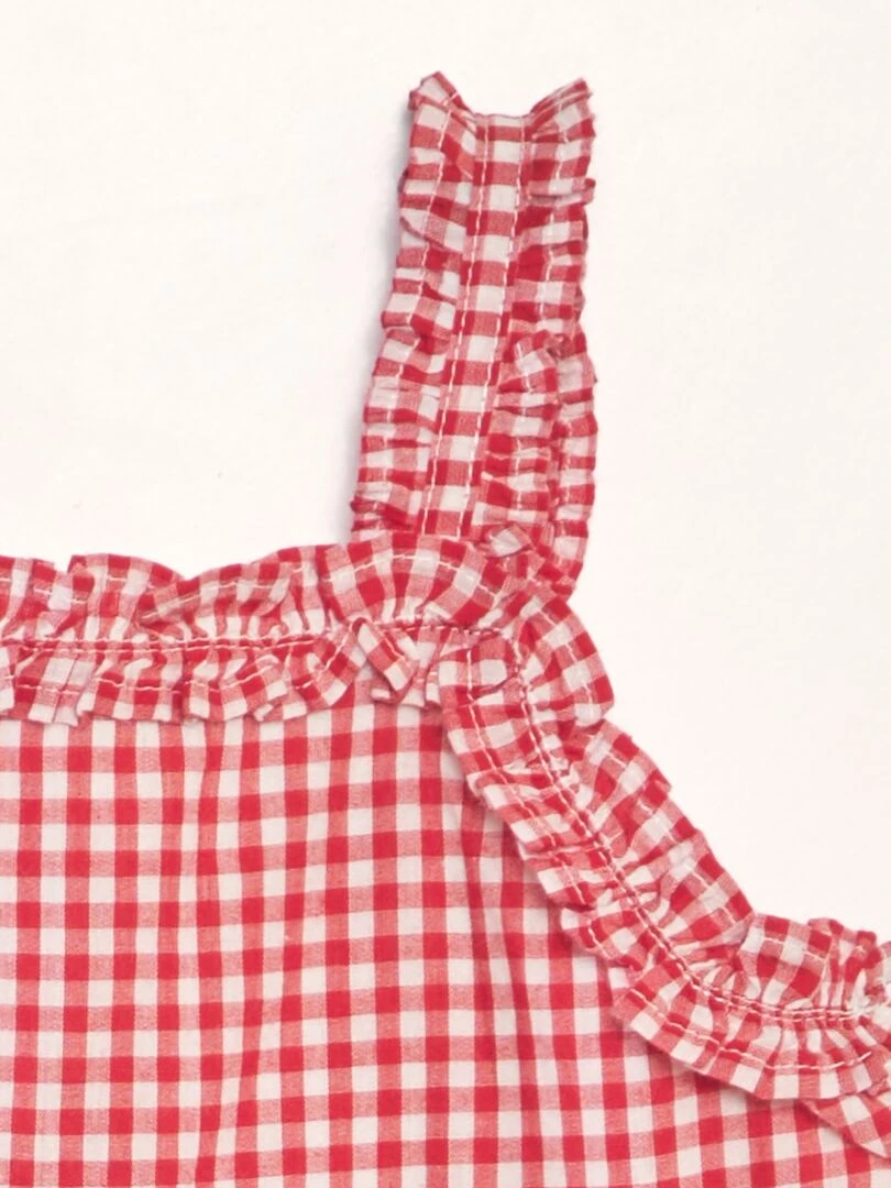 Combinaison vichy en voile de coton   Rouge