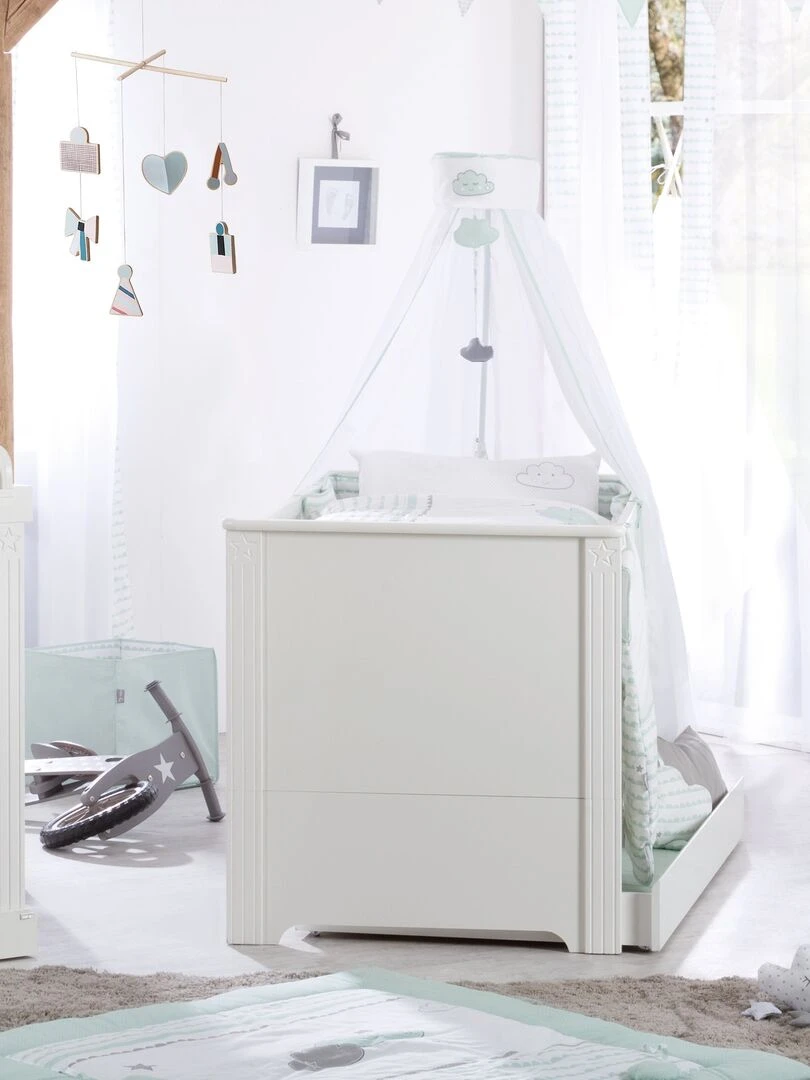 ROBA Lit bébé évolutif "Maxi"   70x140   Convertible   Réglable en hauteur   Blanc   Blanc