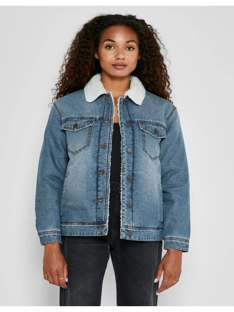 Veste sherpa en denim Noisy May Bleu