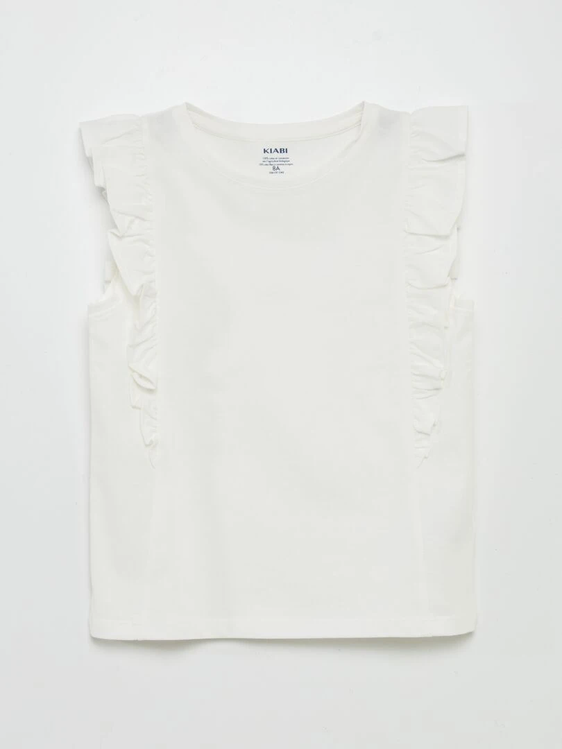 T shirt en jersey avec volants blanc