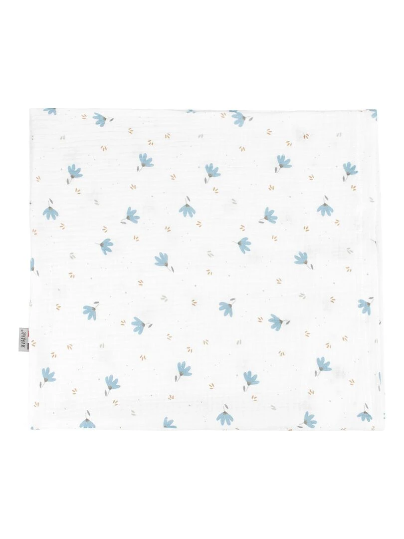 Taie d'oreiller en gaze de coton Bleuet Blanc