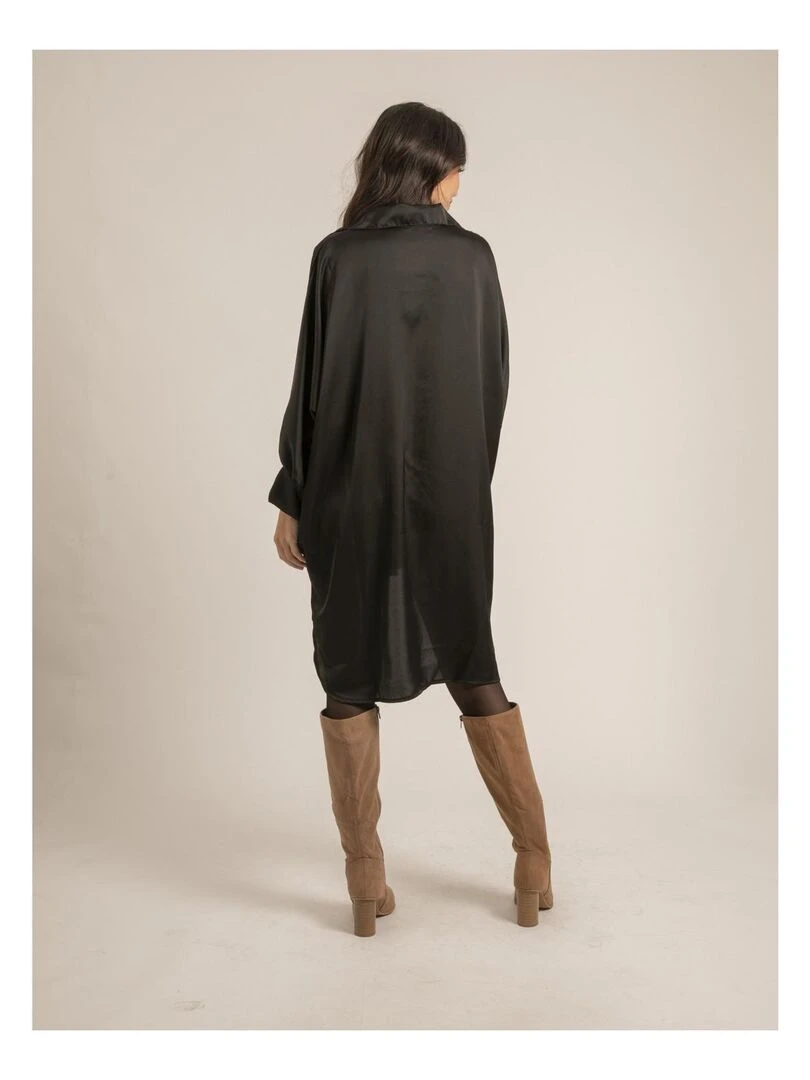 Robe chemise satin OPHELIE Noir