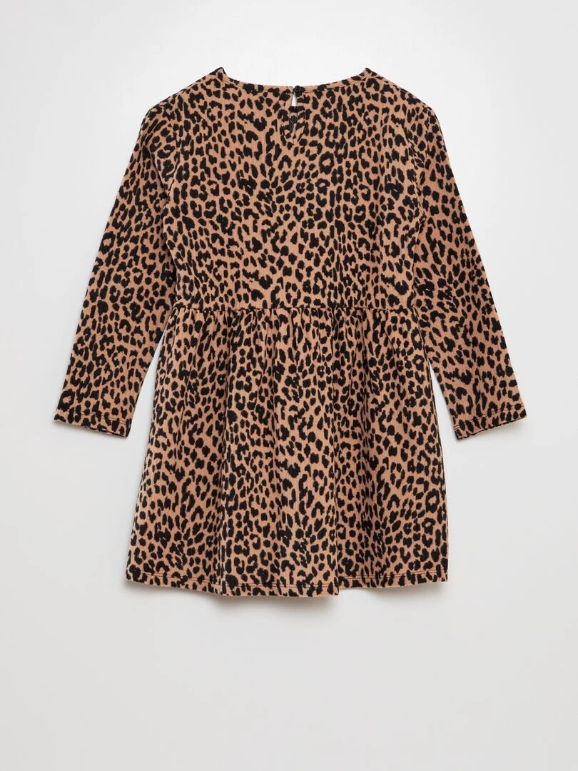 Robe à motif avec liens à nouer à la taille Marron