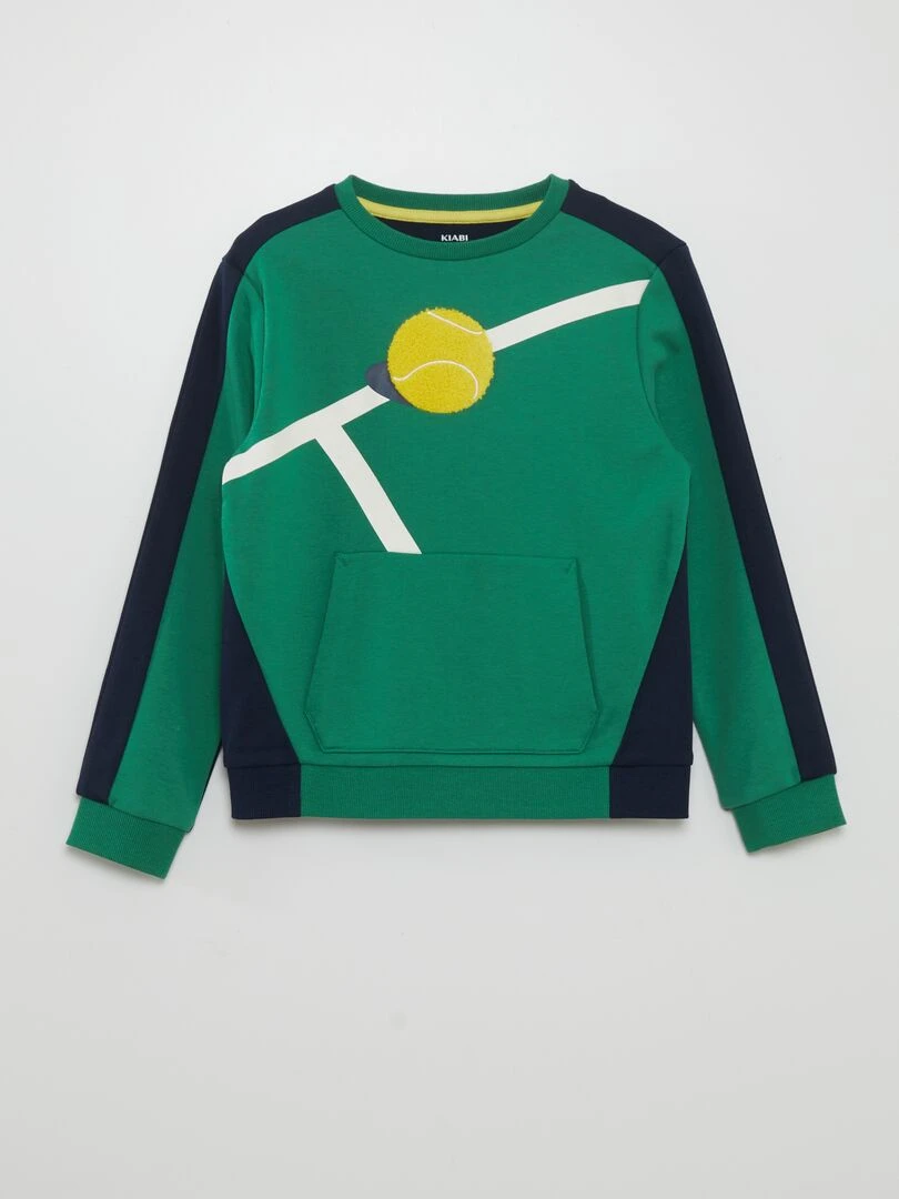 Sweat bicolor à poche kangourou Vert