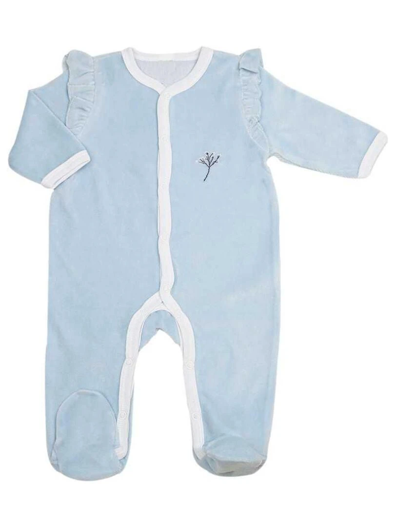 Pyjama naissance en velours Bleu