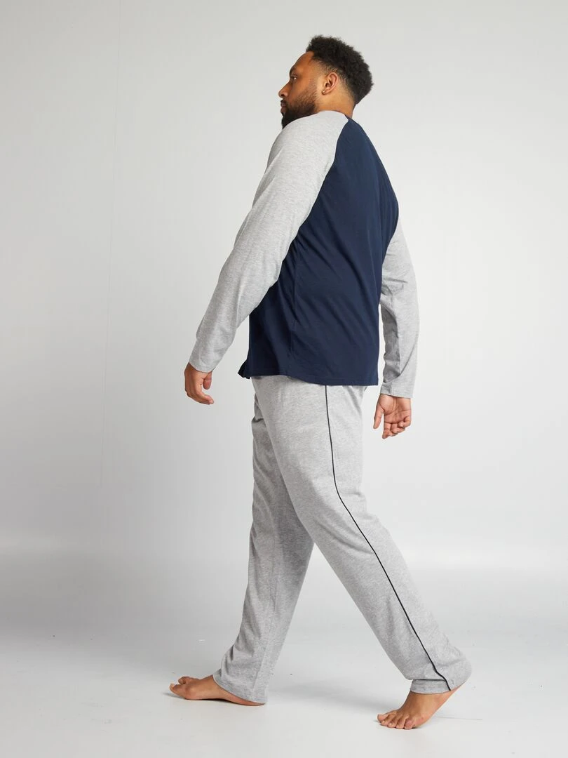 Pyjama court en jersey   Tee shirt + pantalon   2 pièces   Gris