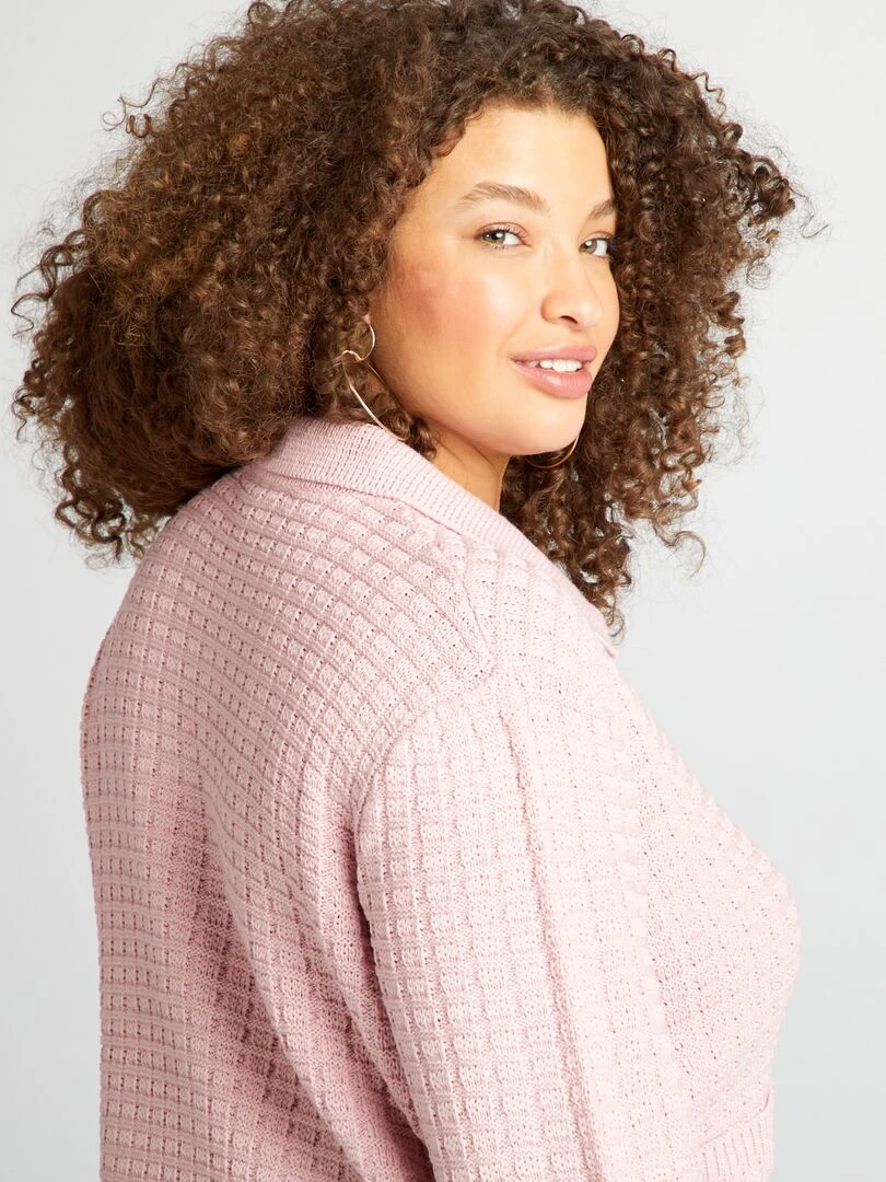 Gilet col polo   Rose