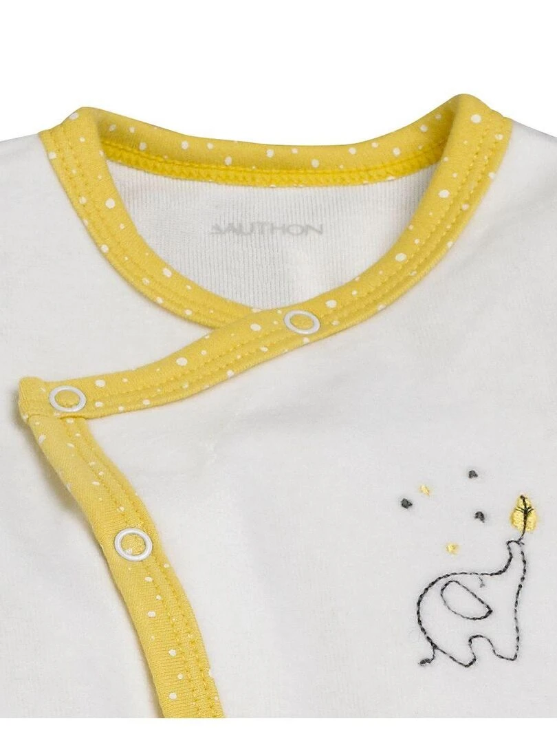 Pyjama bébé en velours SAUTHON Blanc Jaune