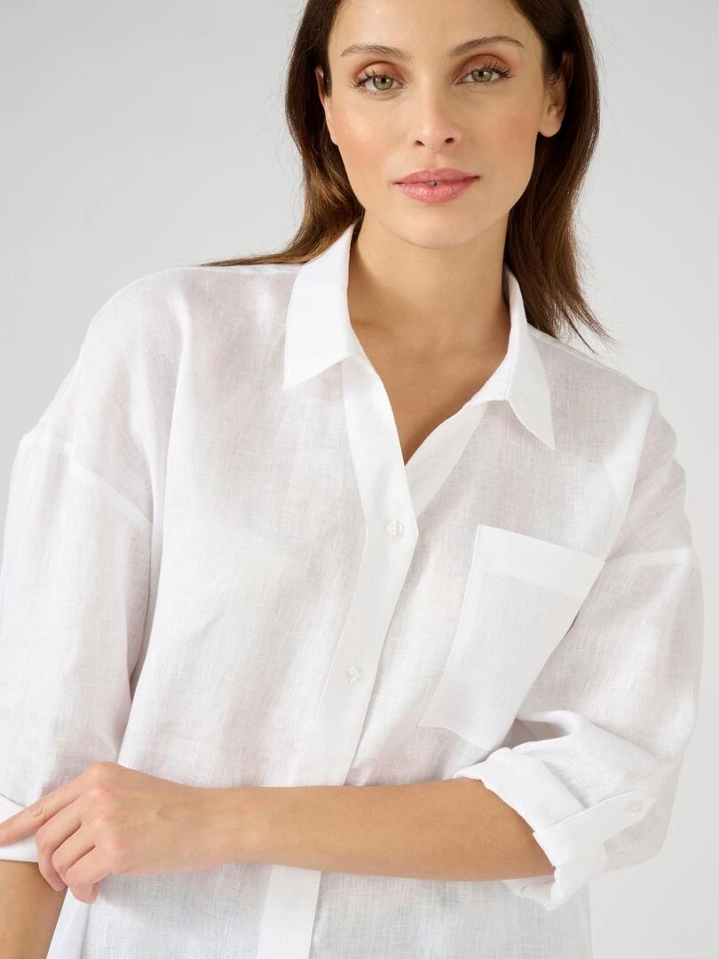 Chemise pur lin Damart Blanc