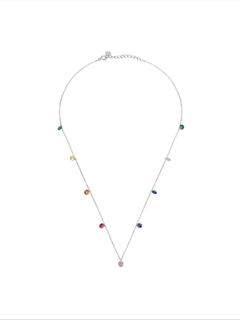 Collier Rolcon en argent 925 et zircon multicolore rhodié   Argent