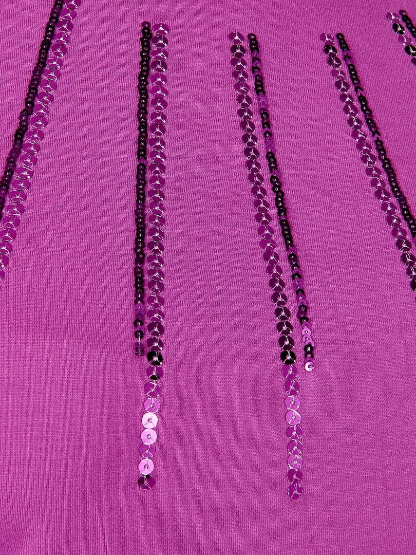 Tee shirt uni à sequins.   Damart   Violet