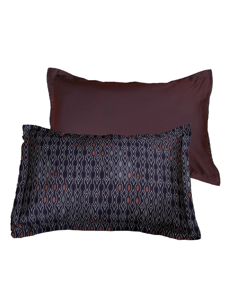 Lot de 2 Taies d'oreiller 63x63 cm satin de coton   Bleu marine