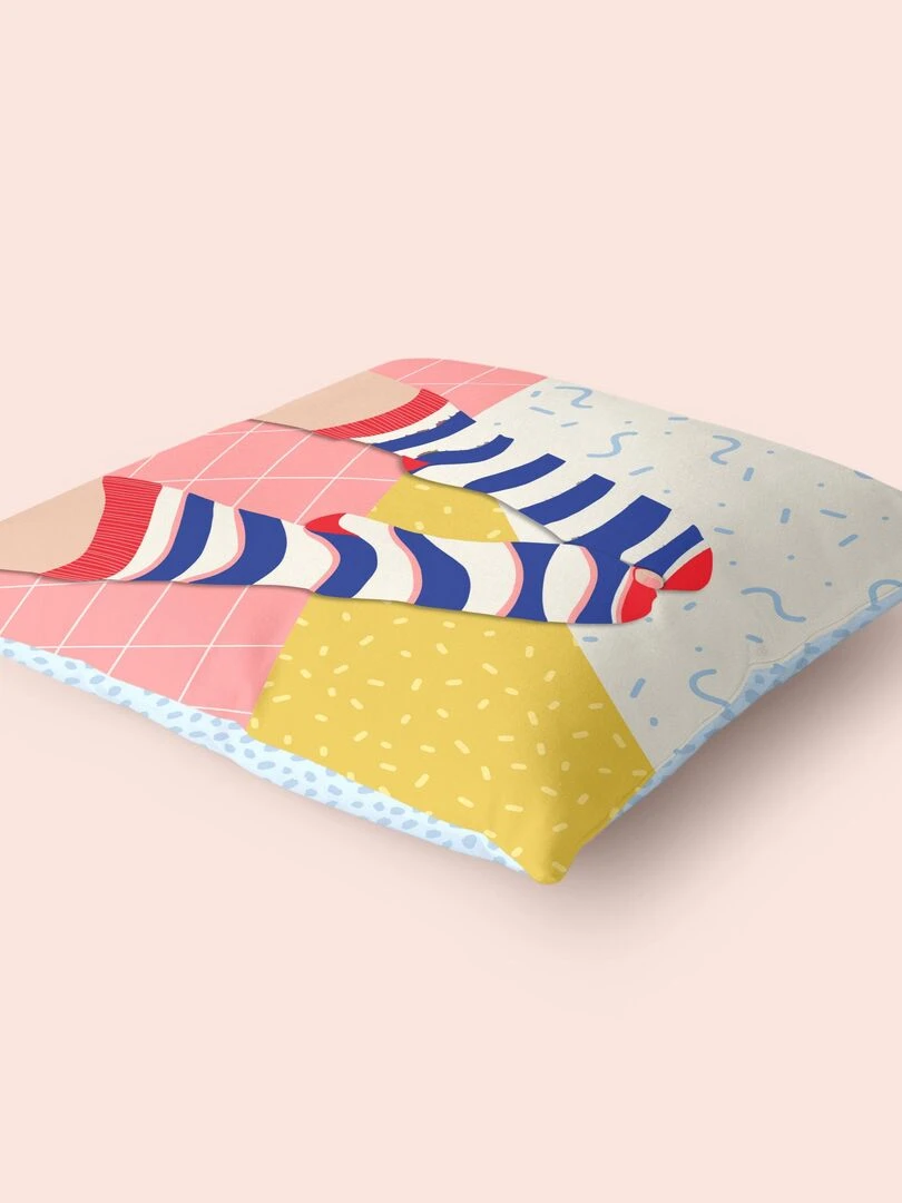 Housse de coussin décoratif Hole sock "Happyfriday"   Blanc