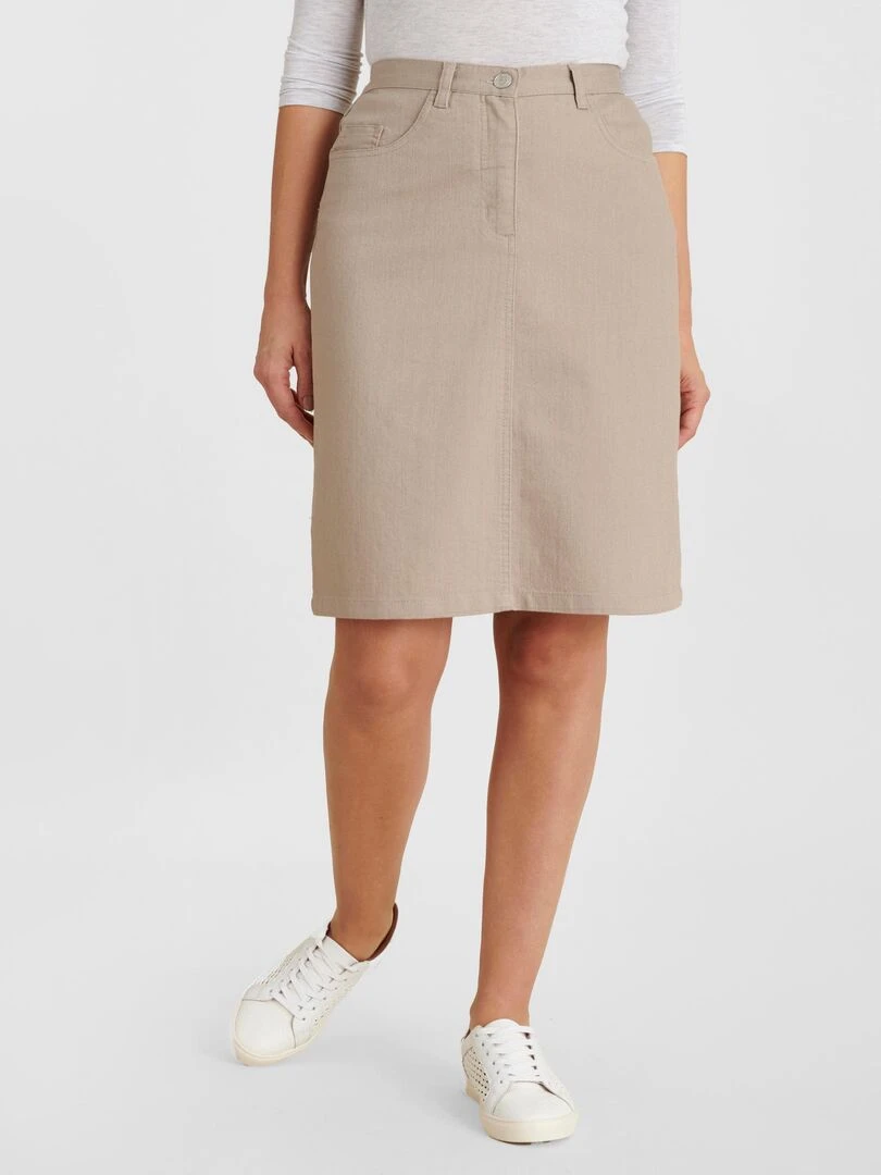 Jupe toile extensible Damart Marron