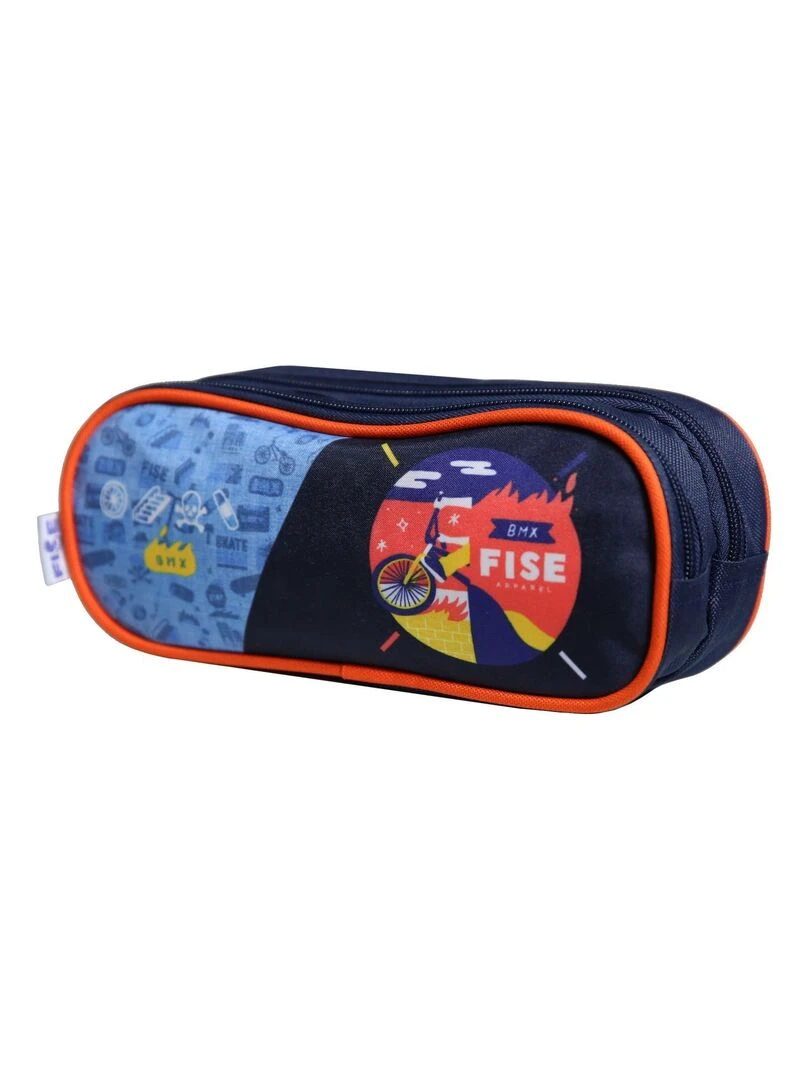 BAGTROTTER Trousse scolaire 2 compartiments Fise BMX Bleue Bleu