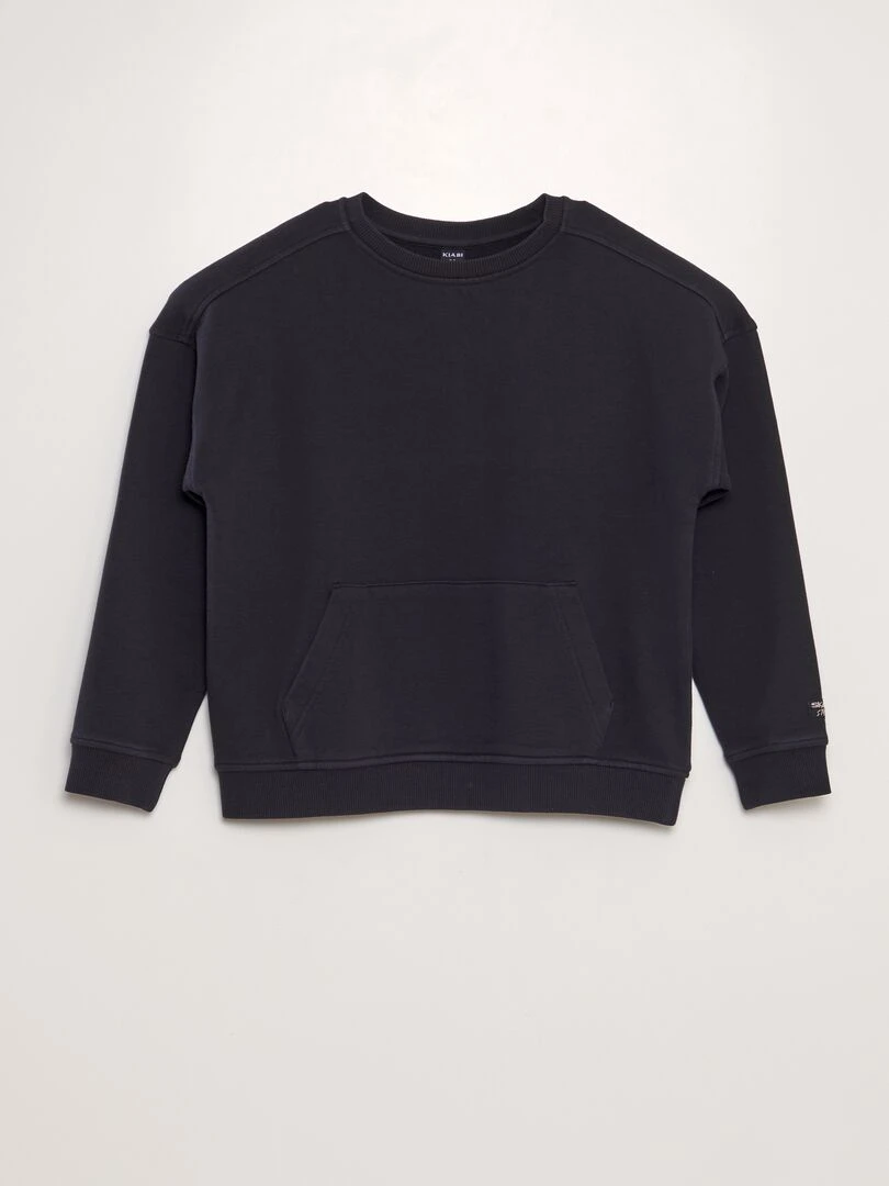 Sweat en molleton avec poche kangouru Noir