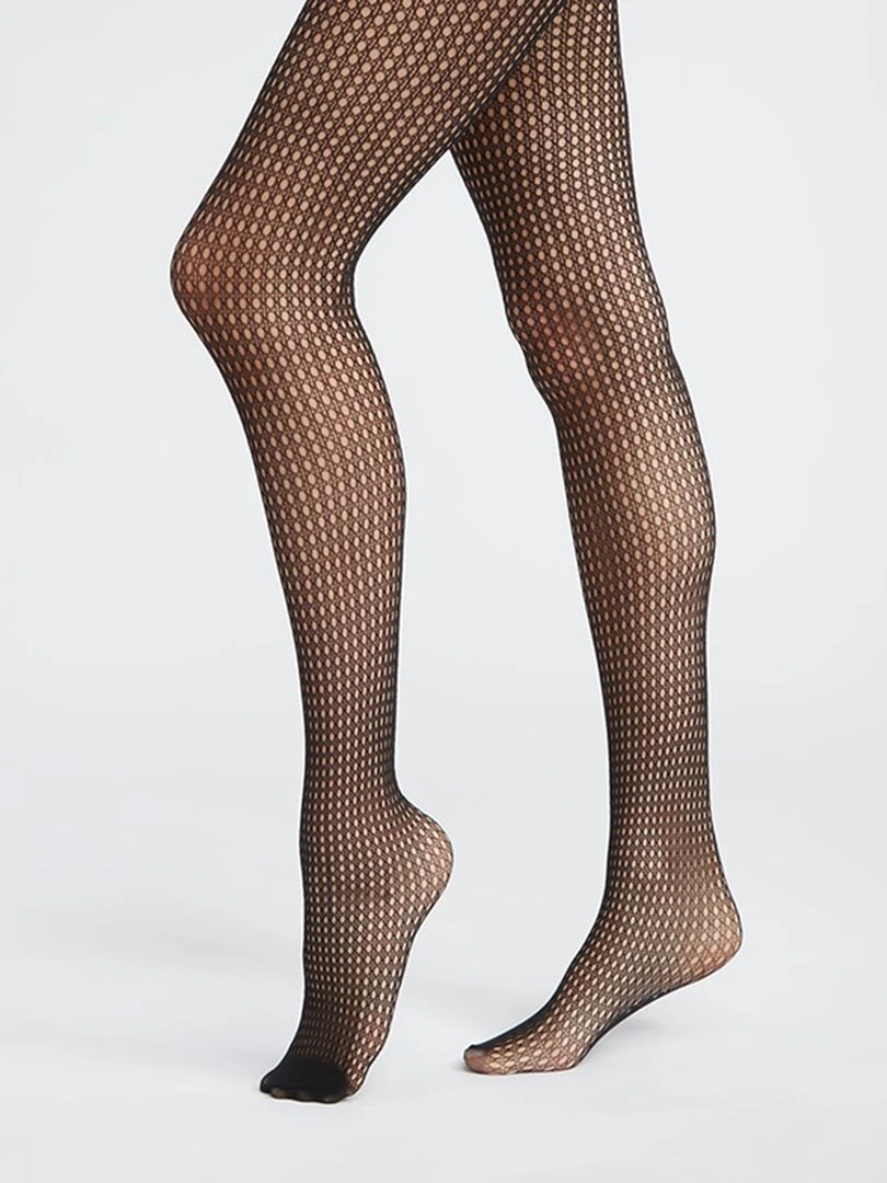 Collants 'DIM' effet 'cannage' noir