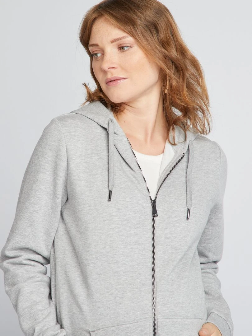 Sweat zippé grossesse en molleton   Gris