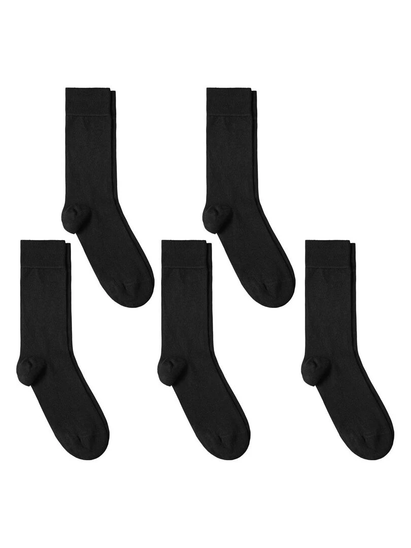 Chaussettes Jersey Coton Lot 5 Paires Fabrication UE Noir