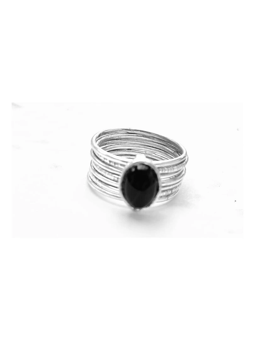 Bague semainier touareg agate noire Argent