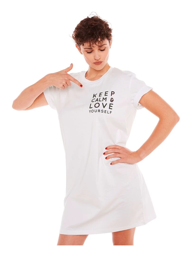 Big t shirt KEEP CALM Pomm'Poire Blanc