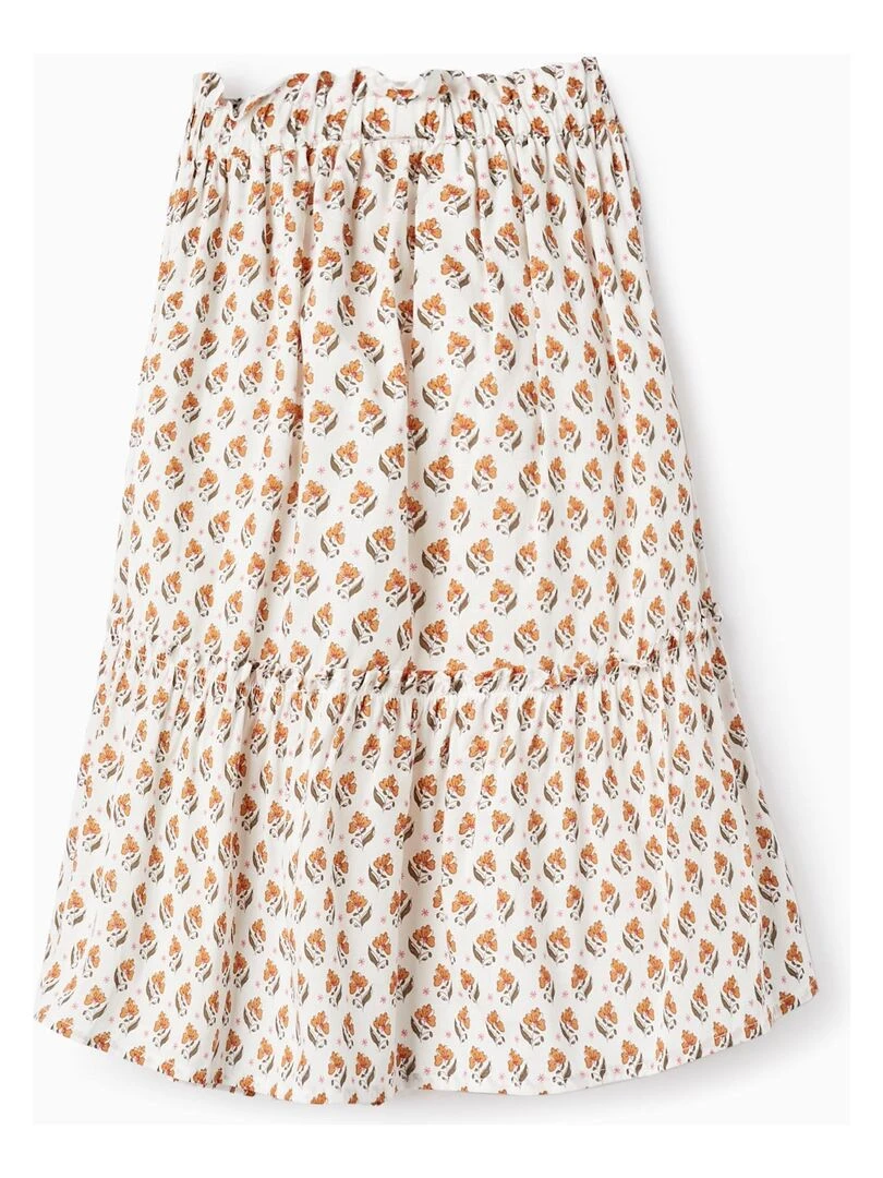 Jupe En Coton À Motif Floral Pour Fille Blanc