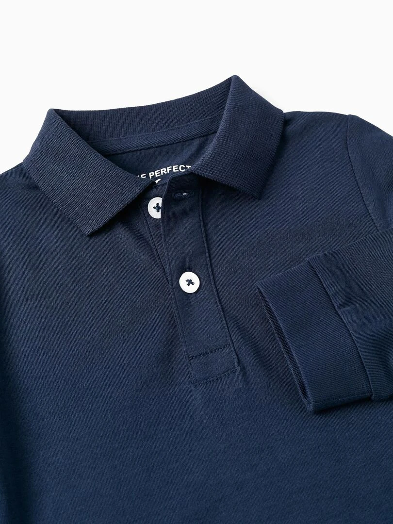 Polo à manches longues en coton pour bébé garçon manches longues ROYALS OFF DUTY   Bleu foncé