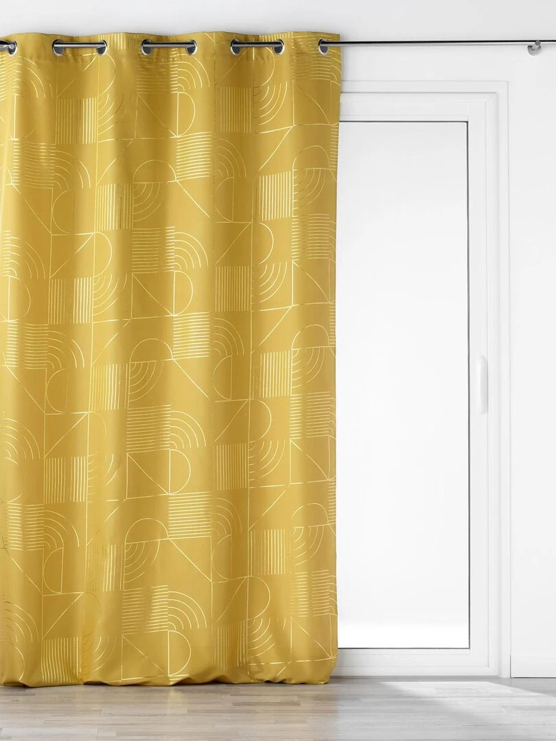 Rideau tamisant à motifs métallisés Jaune