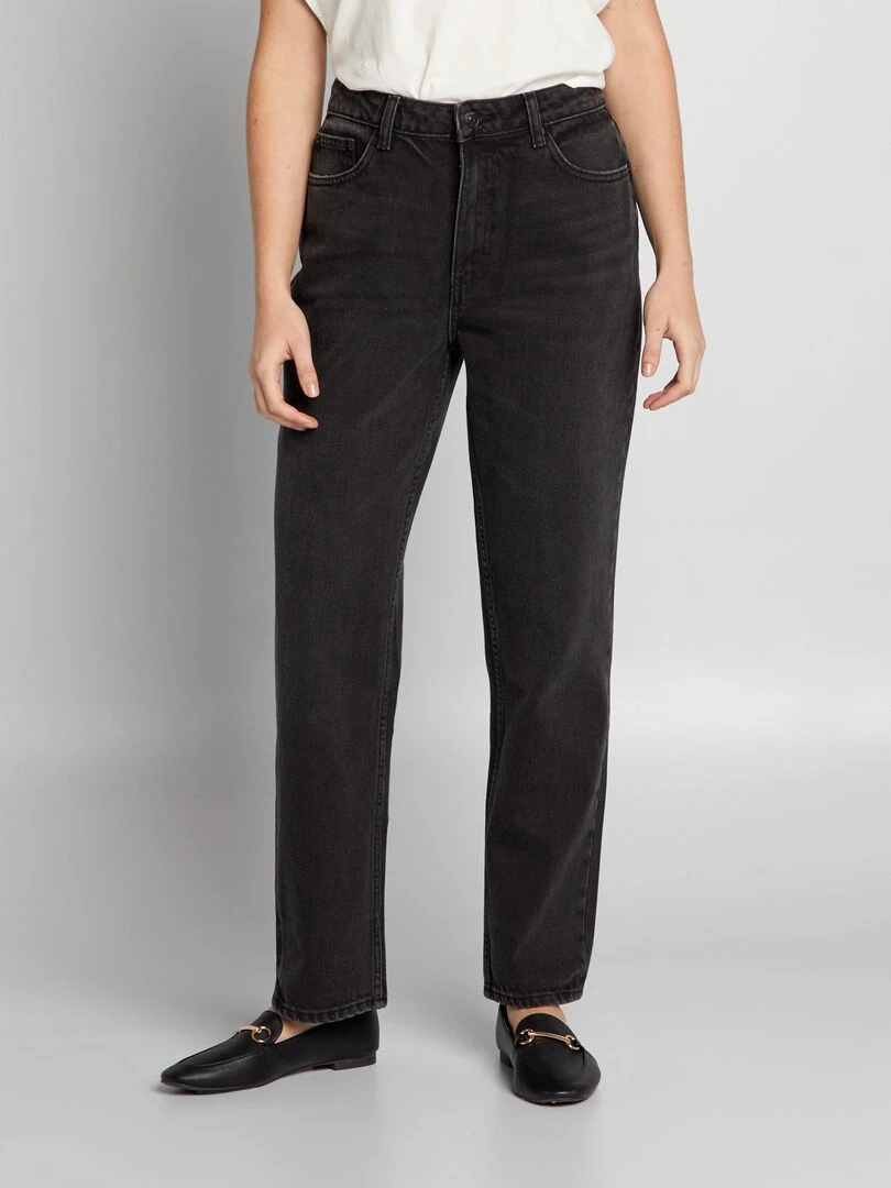 Jean droit taille haute Gris