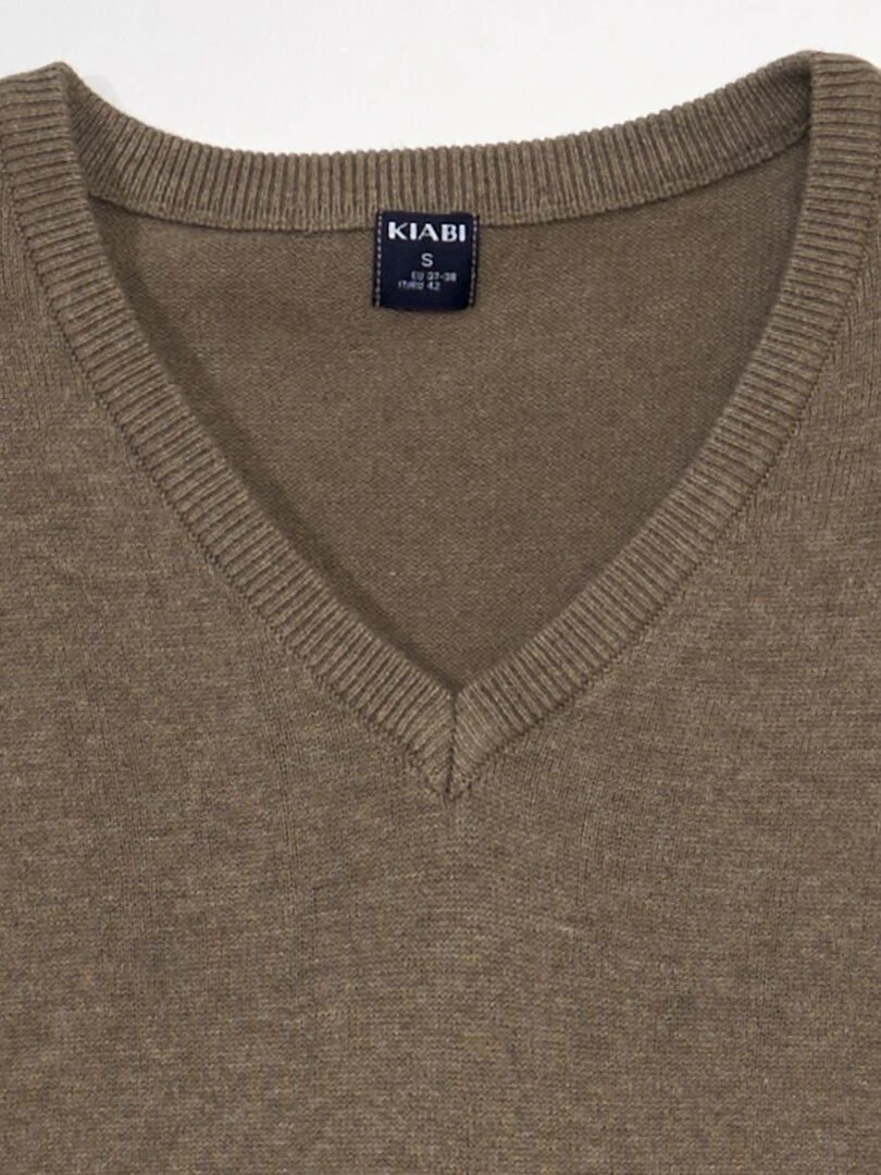 Pull basique en maille unie   beige chiné