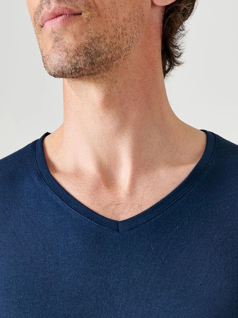 T shirt manches courtes col V Thermolactyl Sensitive   Damart   Bleu marine