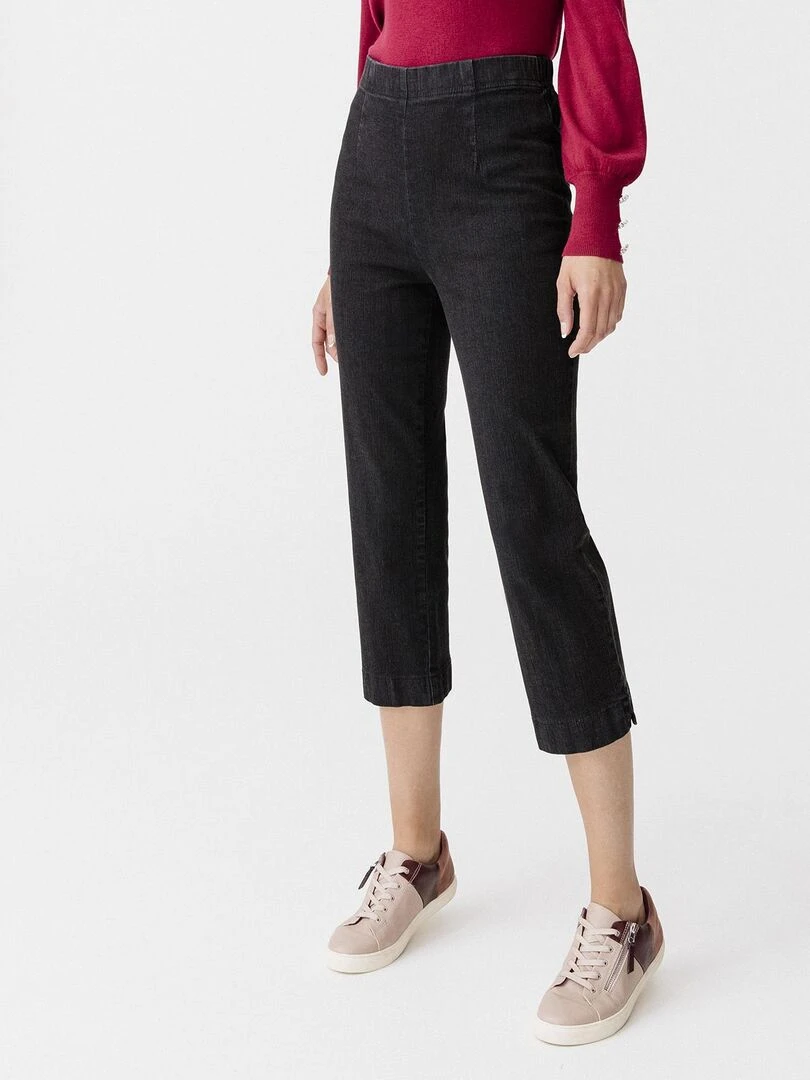Pantacourt jean effet ventre plat extensible Damart Noir